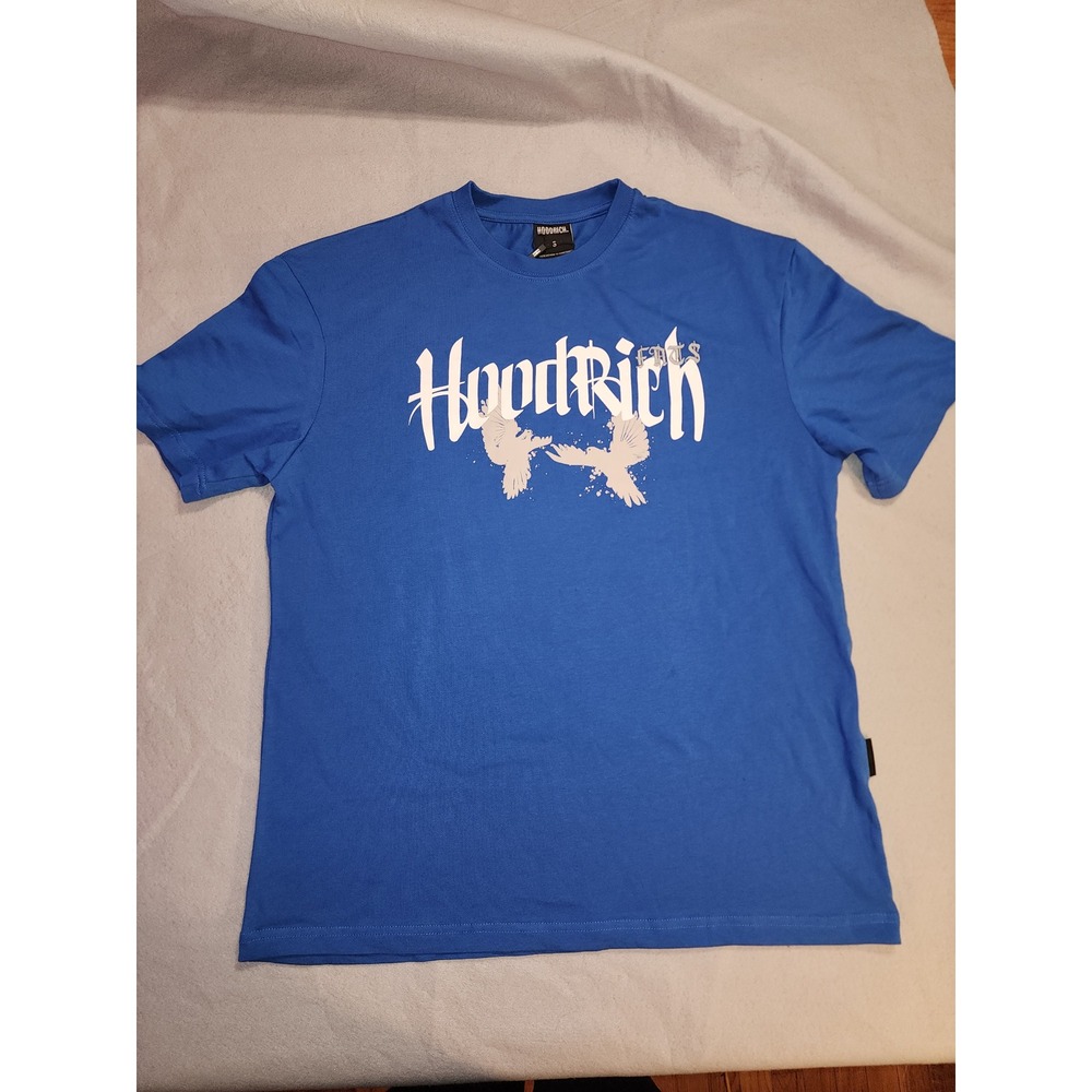 HoodRich Graphic Tee Mens Small Blue New Product of the Streets Dove Streetwear